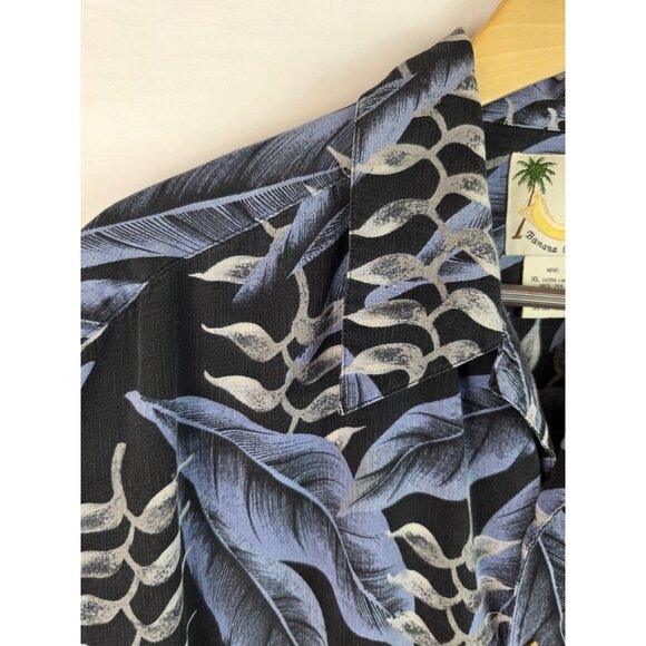 Banana Cabana Mens Hawaiian Shirt Size XL Blue Silk Short Sleeve Button Down Top - Picture 5 of 9